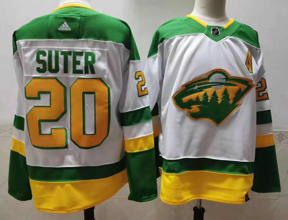 Men Minnesota Wild #20 Suter White Throwback Authentic Stitched 2020 Adidias NHL Jersey->buffalo sabres->NHL Jersey